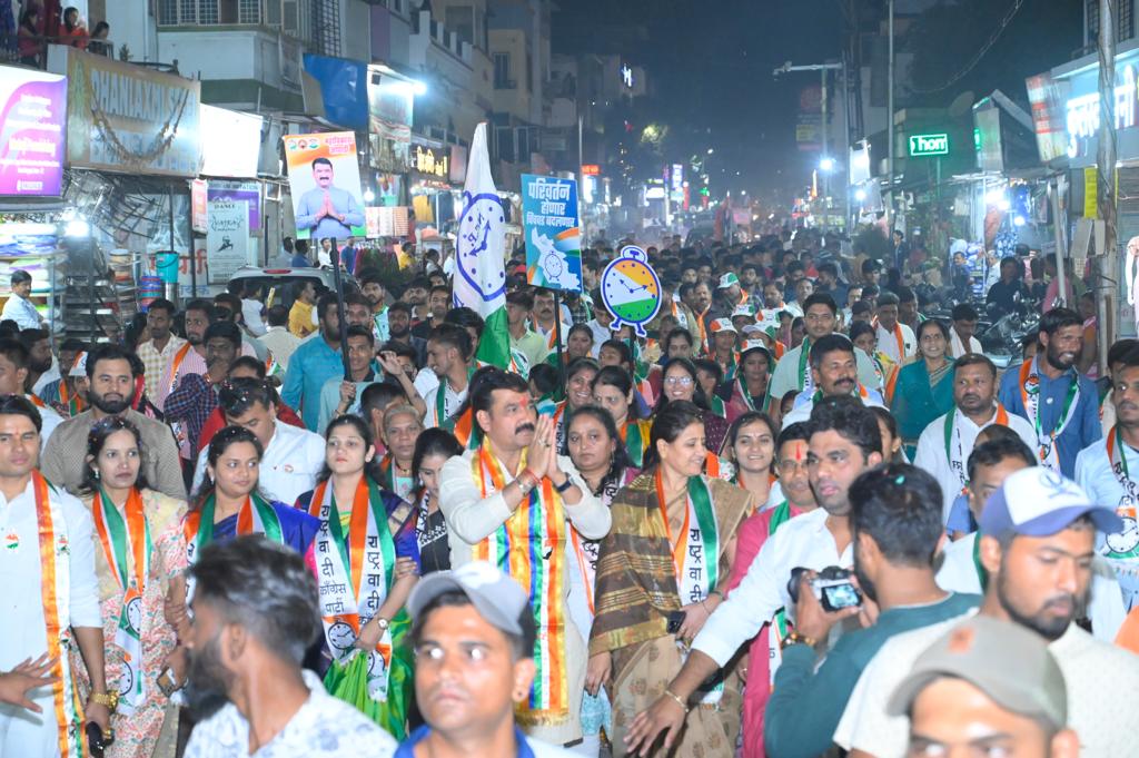 नवी सांगवी, पिंपळे गुरव परिसरात नाना काटे यांचा जंगी प्रचार ! विजयाचा निर्धार; पदयात्रा, गाठीभेटी, बैठकांचा धडाका